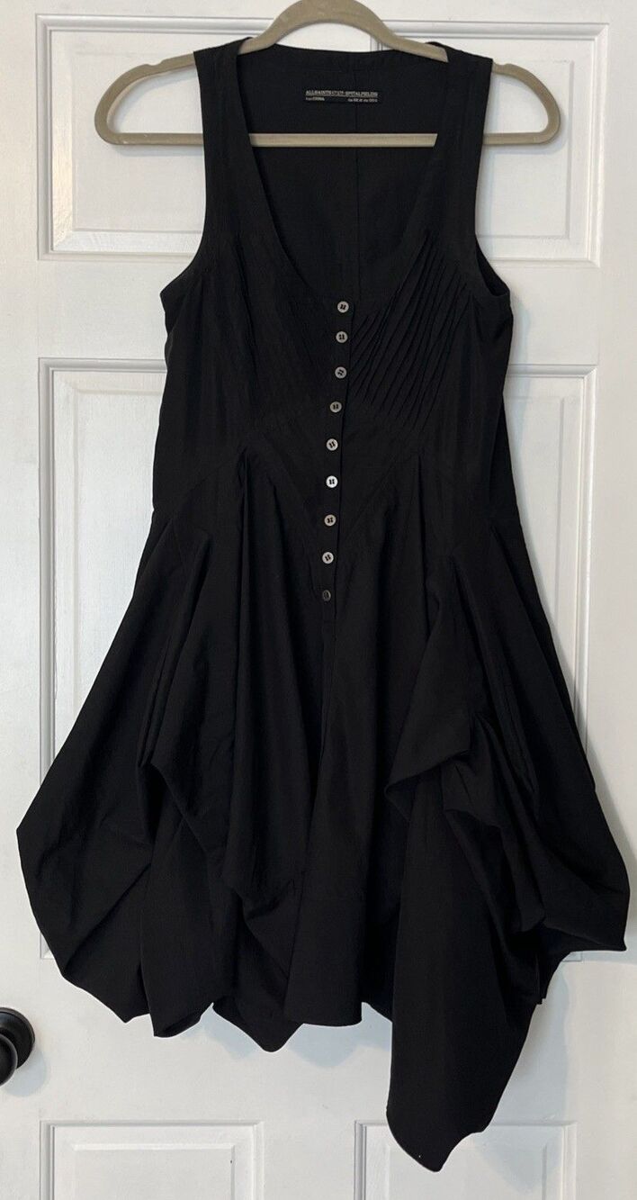 All Saints Rogalle Dress Size 6 Black Balloon Hem Corset Steampunk Avant Garde - Picture 2 of 8